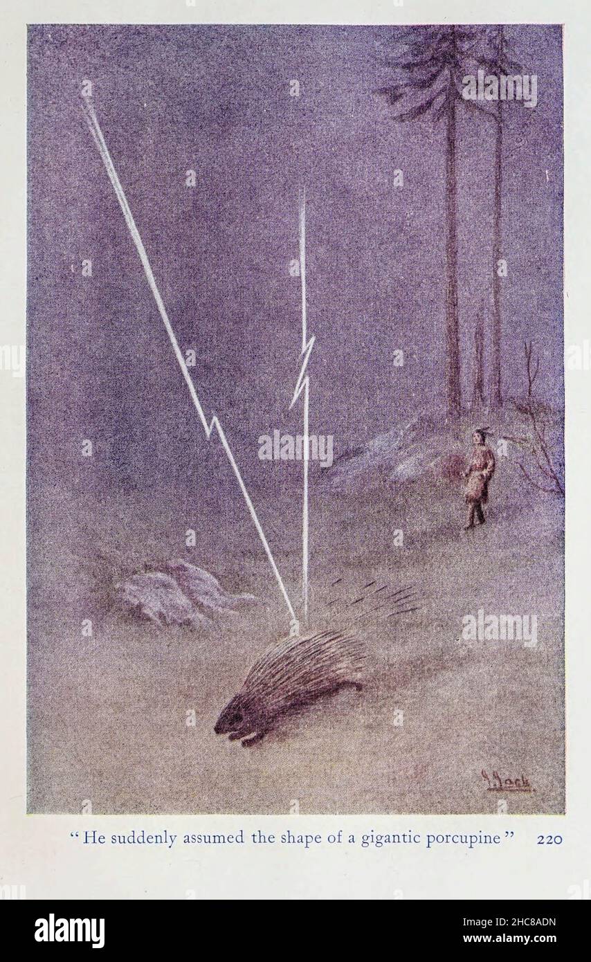 Il a soudain pris la forme d'un gigantesque porc-épic tiré du livre « les mythes des Indiens d'Amérique du Nord » de Lewis Spence, publié à Londres par George G. Harrap & Company en 1912 Banque D'Images