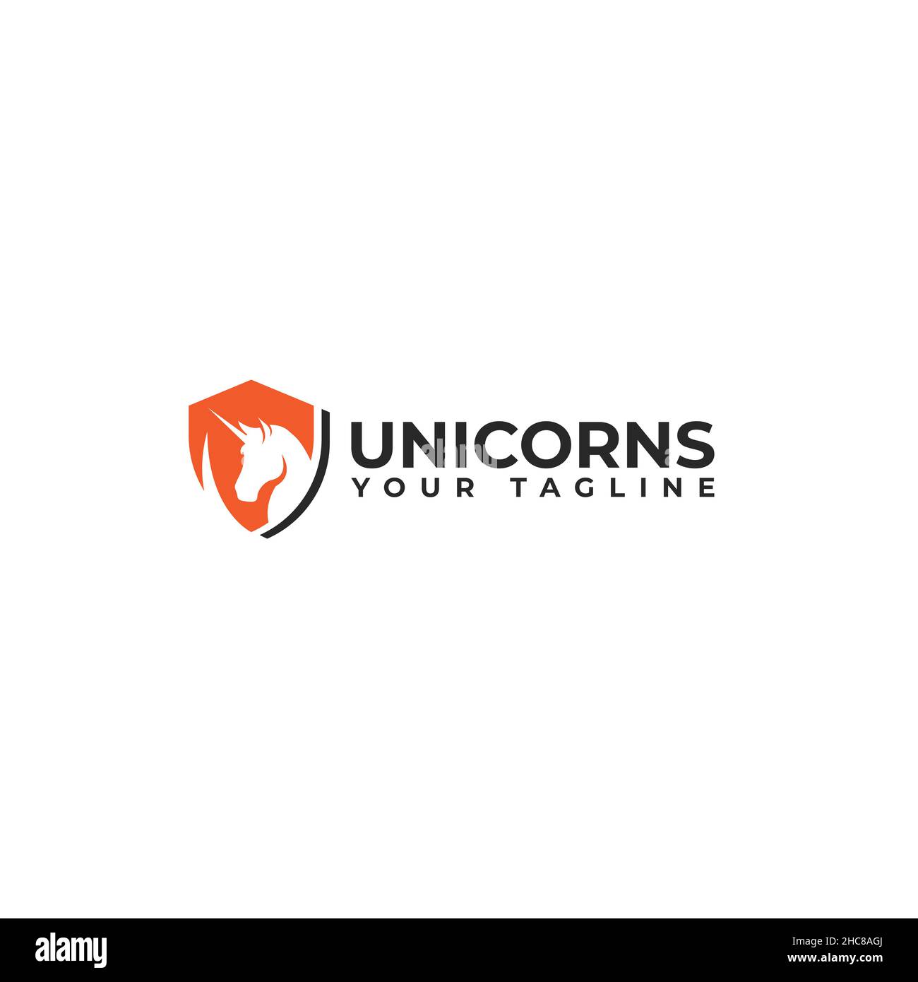Design moderne unicorns cheval protéger logo Illustration de Vecteur