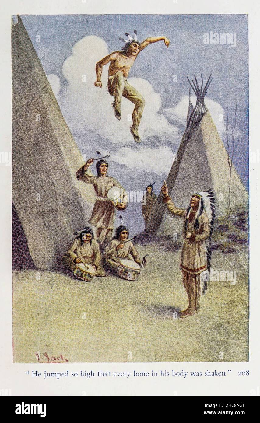 Il a sauté si haut que chaque os de son corps a été secoué par Lewis Spence, publié à Londres par George G. Harrap & Company en 1912, dans le Livre « les mythes des Indiens d'Amérique du Nord » Banque D'Images