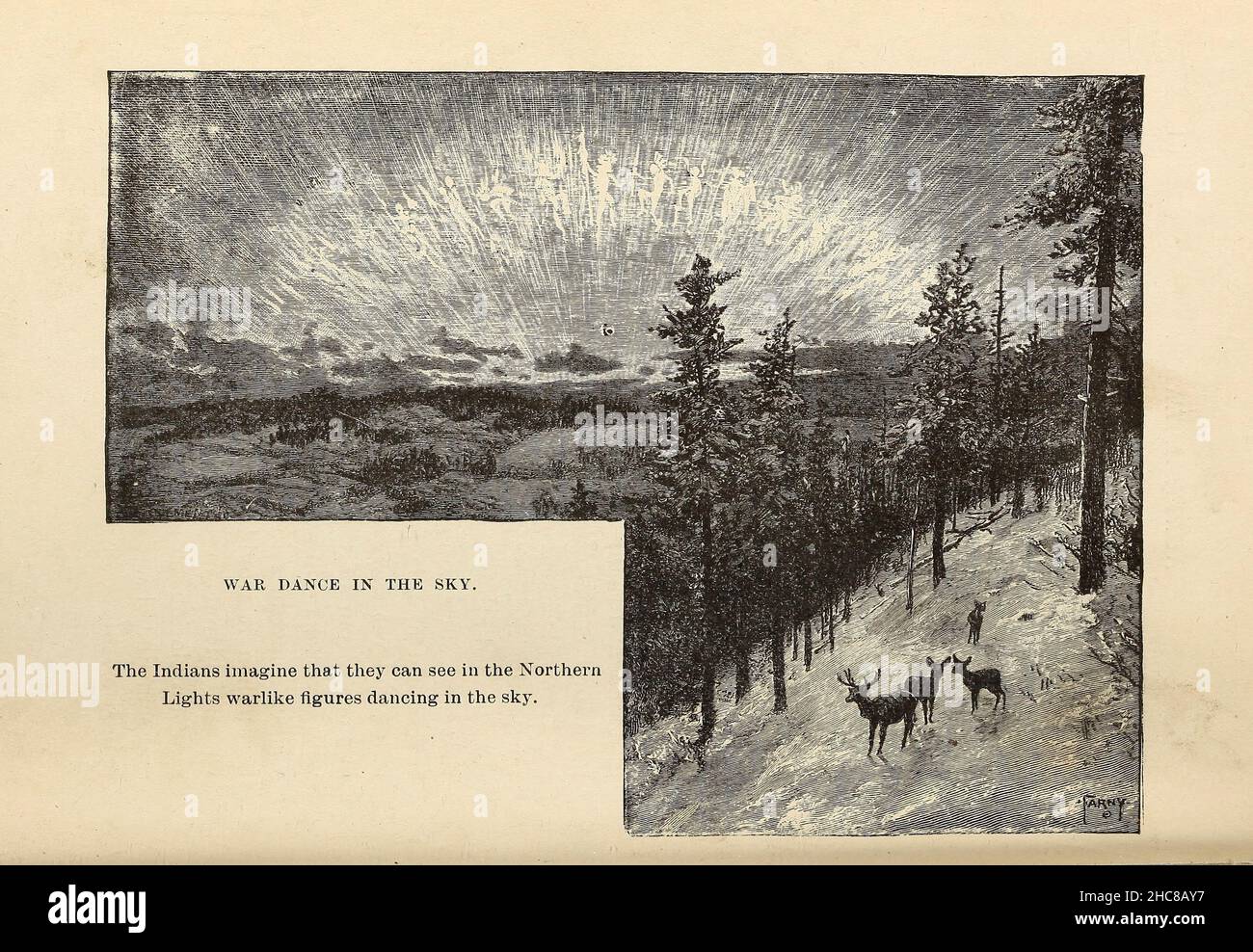War Dance in the Sky (Northern Lights) du livre « The native races of North America » édité par William Henry Withrow, 1895 Banque D'Images