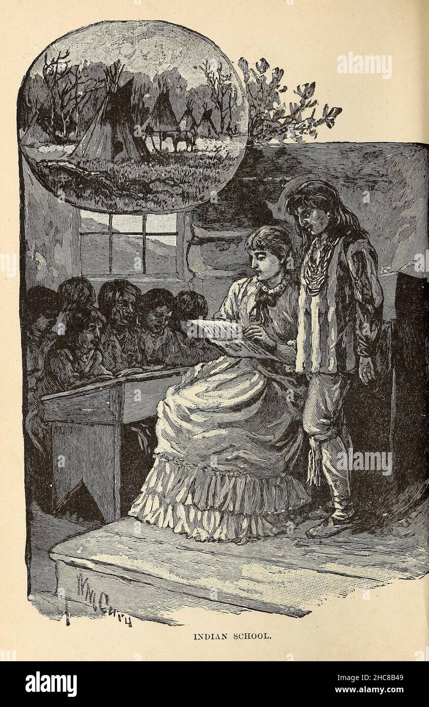 École indienne du livre « les races indigènes de l'Amérique du Nord » édité par William Henry Withrow, 1895 Banque D'Images