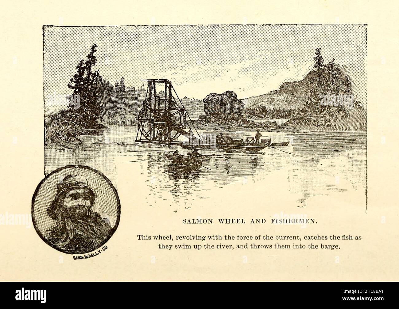 La roue du saumon et les pêcheurs du livre « les races indigènes de l'Amérique du Nord » édité par William Henry Withrow, 1895 Banque D'Images