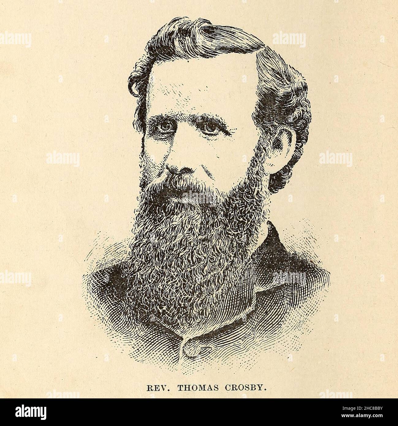 Le révérend Thomas Crosby (21 juin 1840 – 13 janvier 1914) était un missionnaire méthodiste anglais connu pour son travail parmi les Premières nations de la côte de la Colombie-Britannique, au Canada. Extrait du livre « les races indigènes de l'Amérique du Nord » publié par William Henry Withrow, 1895 Banque D'Images