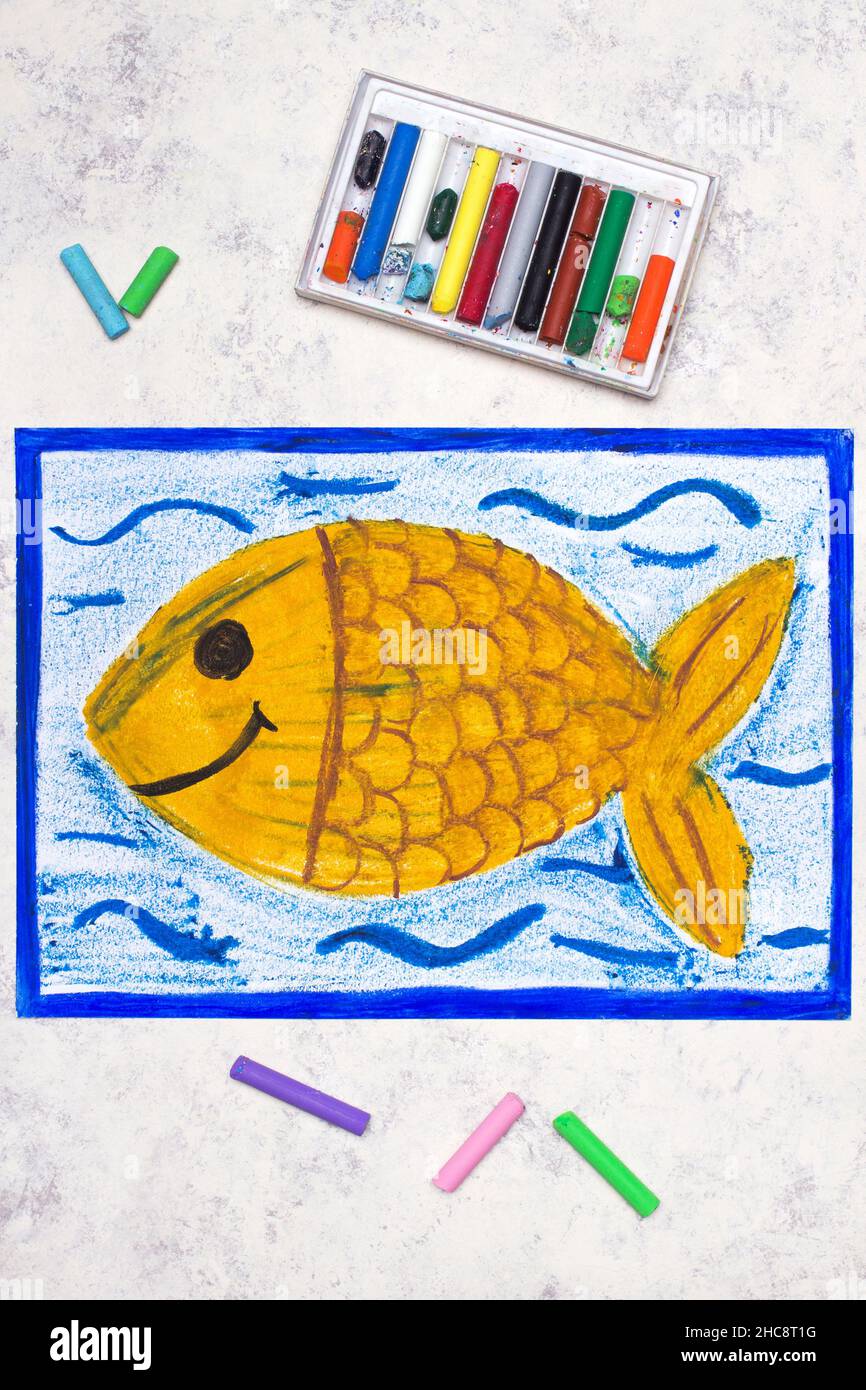 Dessin Colore Poissons Rouges Nageant Dans L Eau Joli Poisson Souriant Photo Stock Alamy