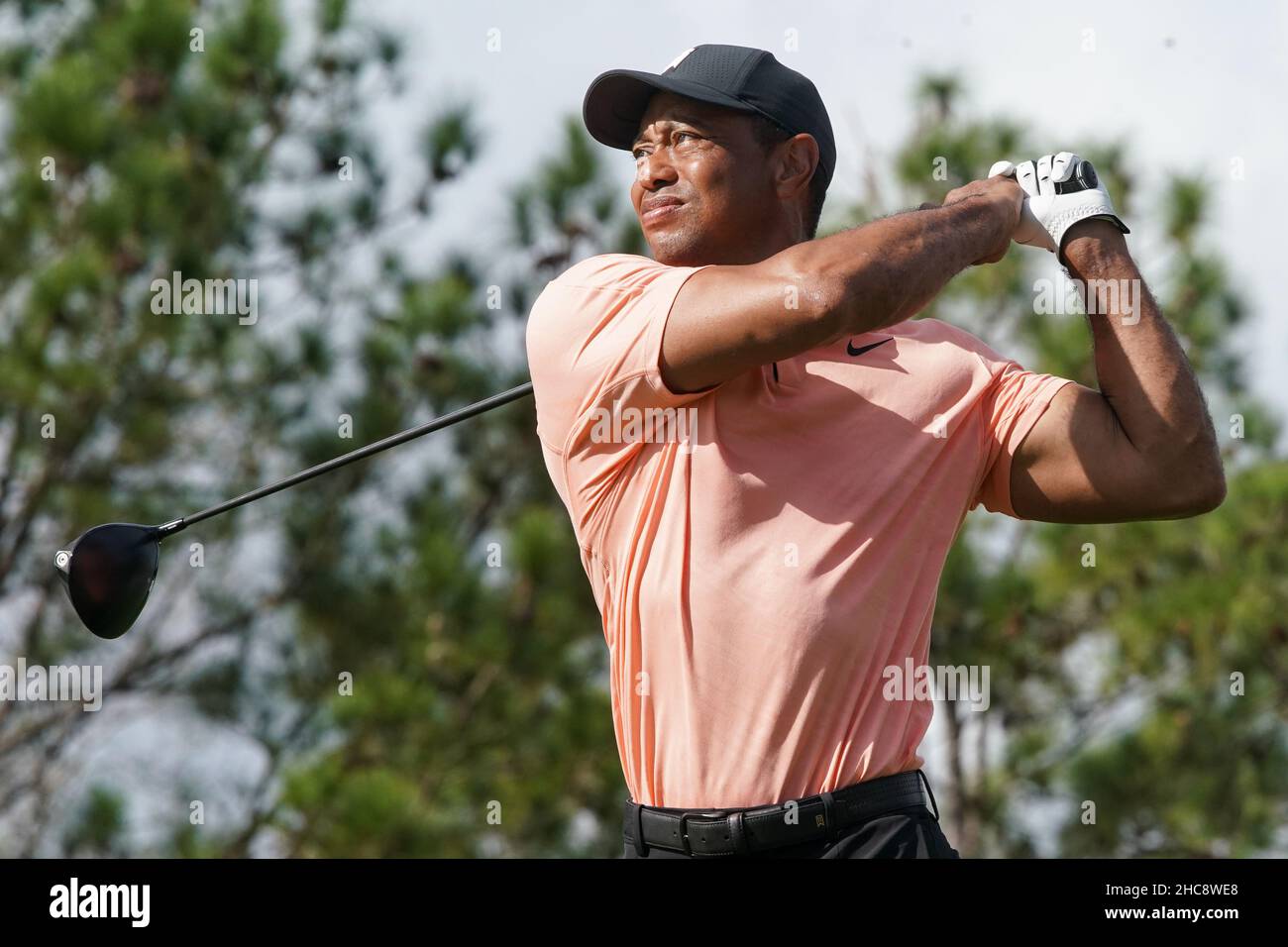 18 décembre 2021, Orlando, Floride, États-Unis : Tiger Woods débarque lors de la première partie du championnat PNC au Ritz-Carlton Golf Club à Orlando, en Floride.(Image de crédit : © Debby Wong/ZUMA Press Wire) Banque D'Images