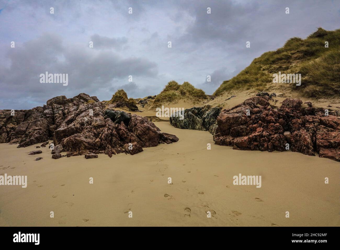 Traigh Uige - la plus grande étendue de sable de la côte ouest de Lewis dans les Hébrides extérieures. Banque D'Images