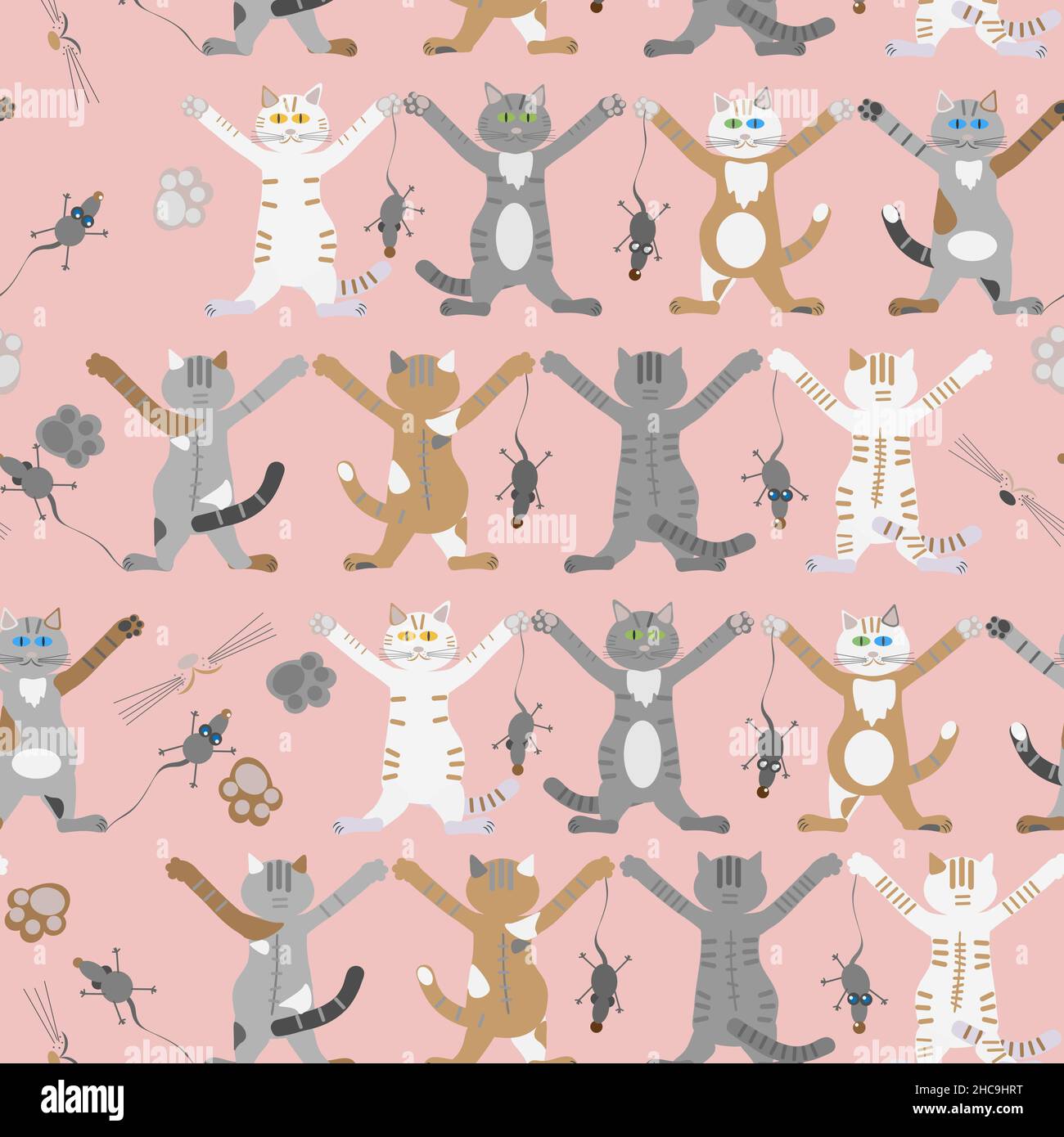 chats et souris amusants sans couture Illustration de Vecteur