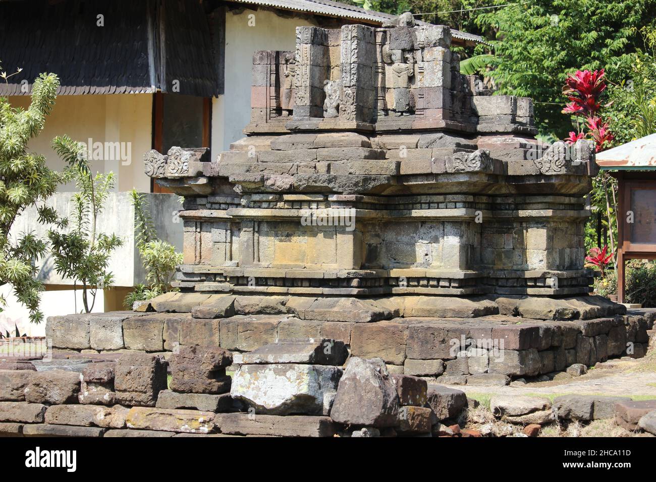 Temple Songgoriti, un des temples de la ville de Batu, Java-est, Indonésie qui est encore bien entretenu et beau Banque D'Images
