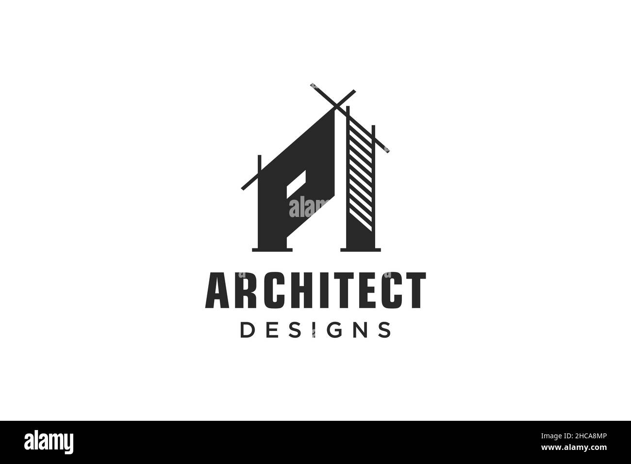 Lettre K simple bâtiment moderne architecture logo design avec ligne art gratte-ciel Illustration de Vecteur