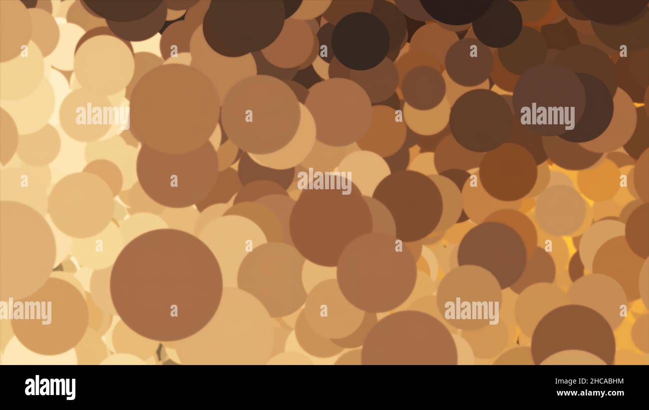 Animation cyclique avec des points de lumière fluide, fond jaune, marron, beige bokeh.Gradient de particules colorées en mouvement, boucle sans couture. Banque D'Images