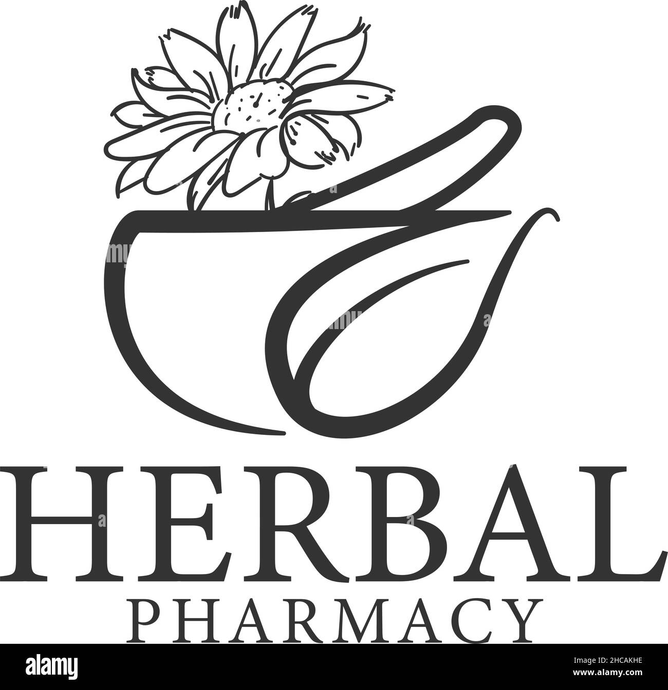 Design moderne du logo de soin DE LA PHARMACIE À BASE DE PLANTES Illustration de Vecteur