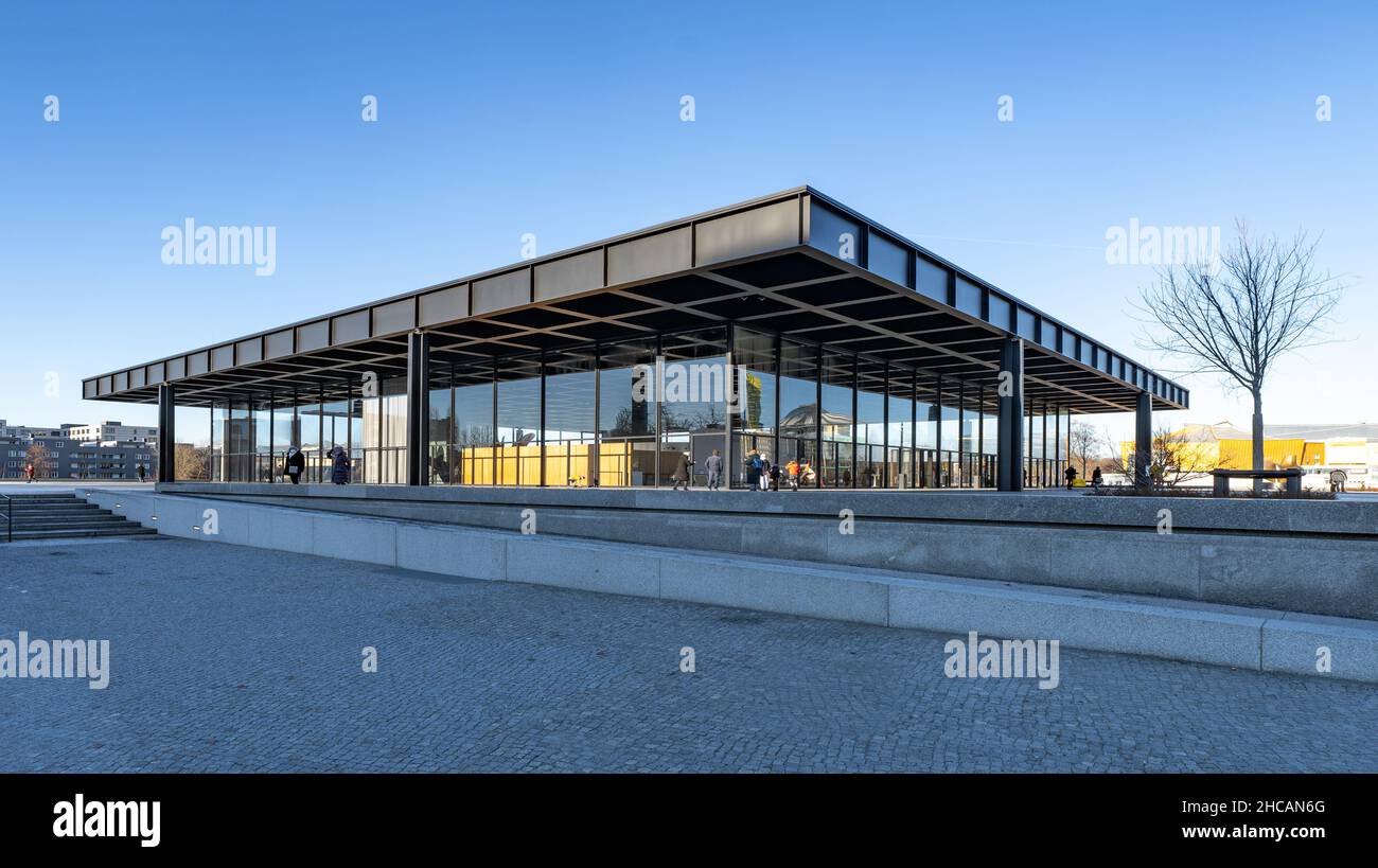 Neue Nationalgalerie Berlin, modernisme de l'acier et du verre par Mies van der Rohe, Kulturforum, Berlin, Allemagne Banque D'Images