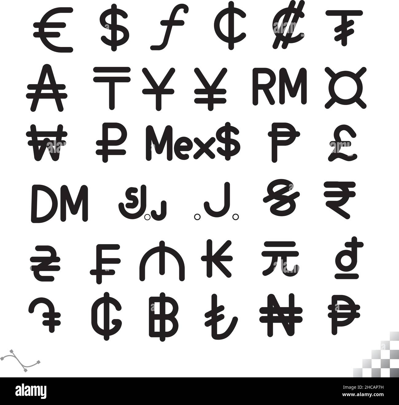 symboles icônes insigne de devises mondiales Illustration de Vecteur