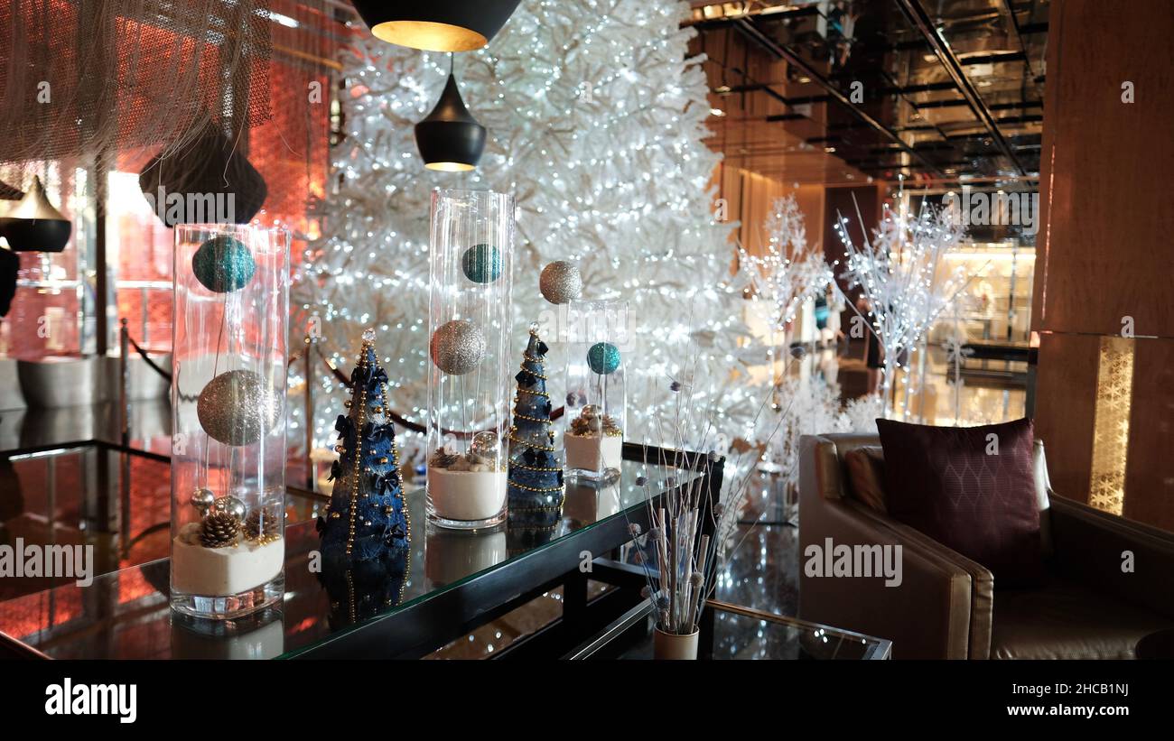 Décorations d'arbres de Noël Renaissance Bangkok Ratchaprasong Hotel Banque D'Images