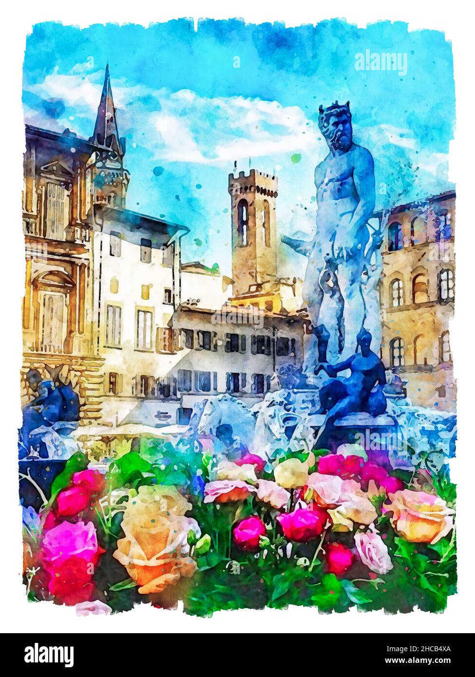 La Piazza della Signoria est une place en forme de L devant le Palazzo Vecchio à Florence, en Italie Banque D'Images