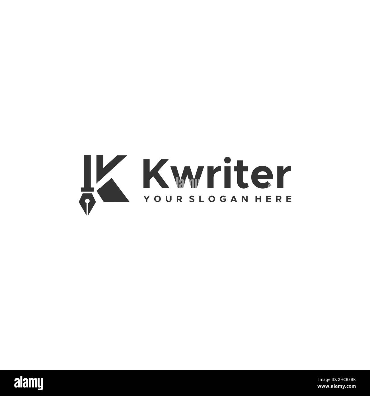 Design du logo de l'écrivain K initial de marque de lettre plate Illustration de Vecteur