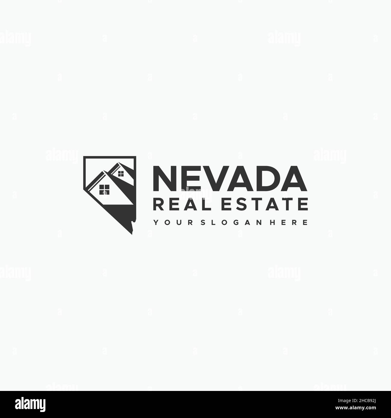 Appartement NEVADA IMMOBILIER toit bâtiment logo design Illustration de Vecteur