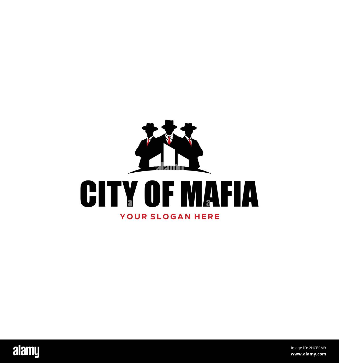 Ville plate DE LA MAFIA Bâtiment silhouette logo design Illustration de Vecteur