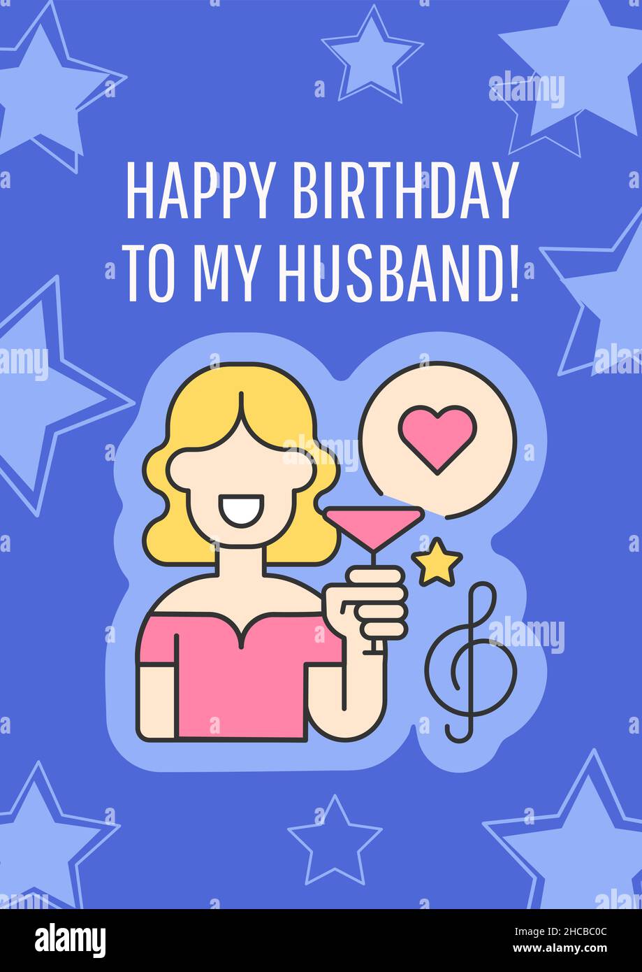 Joyeux Anniversaire A Ma Carte De Voeux De Mari Avec Element De Couleur Icone Image Vectorielle Stock Alamy