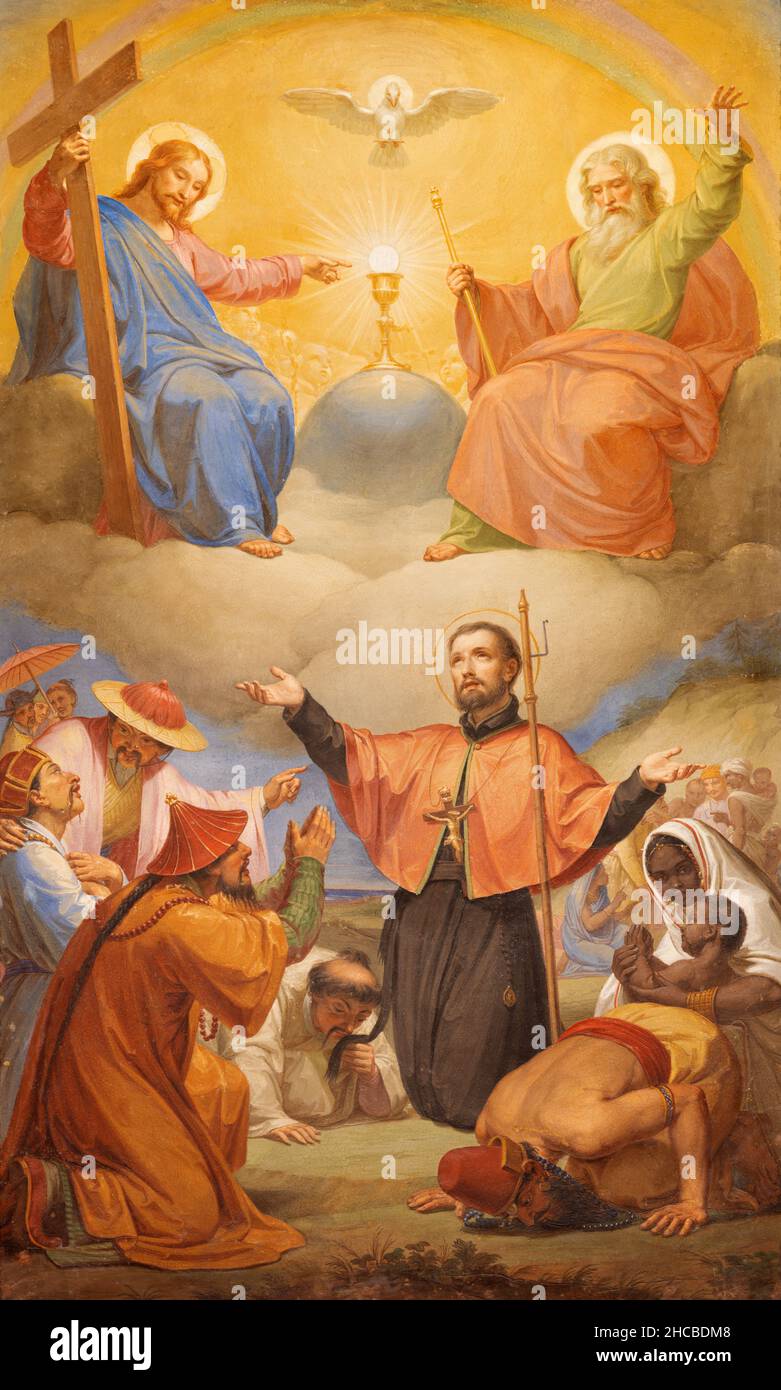 Rome - la prédication de Saint François Xavier et la Sainte Trinité dans l'église San Francesco Saverio de Sebastiano Conca (1680 - 1764). Banque D'Images
