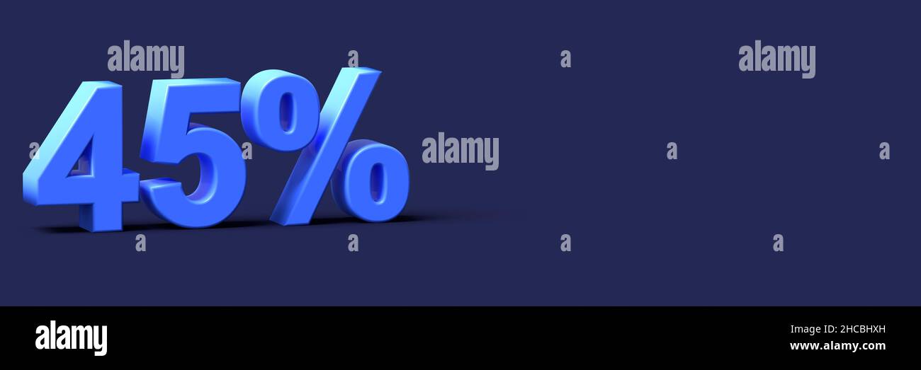 3d mots bleus réduction de 45 % sur fond vierge.3d rendu Banque D'Images