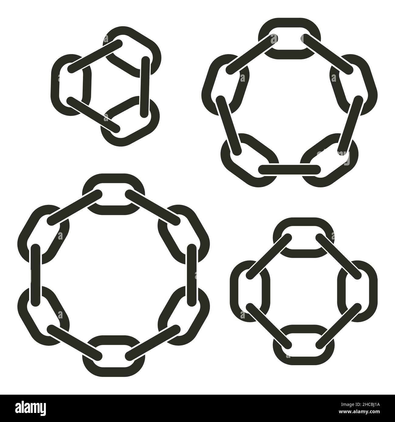 Chaînes rondes à six, huit, dix et douze maillons - illustration vectorielle Illustration de Vecteur