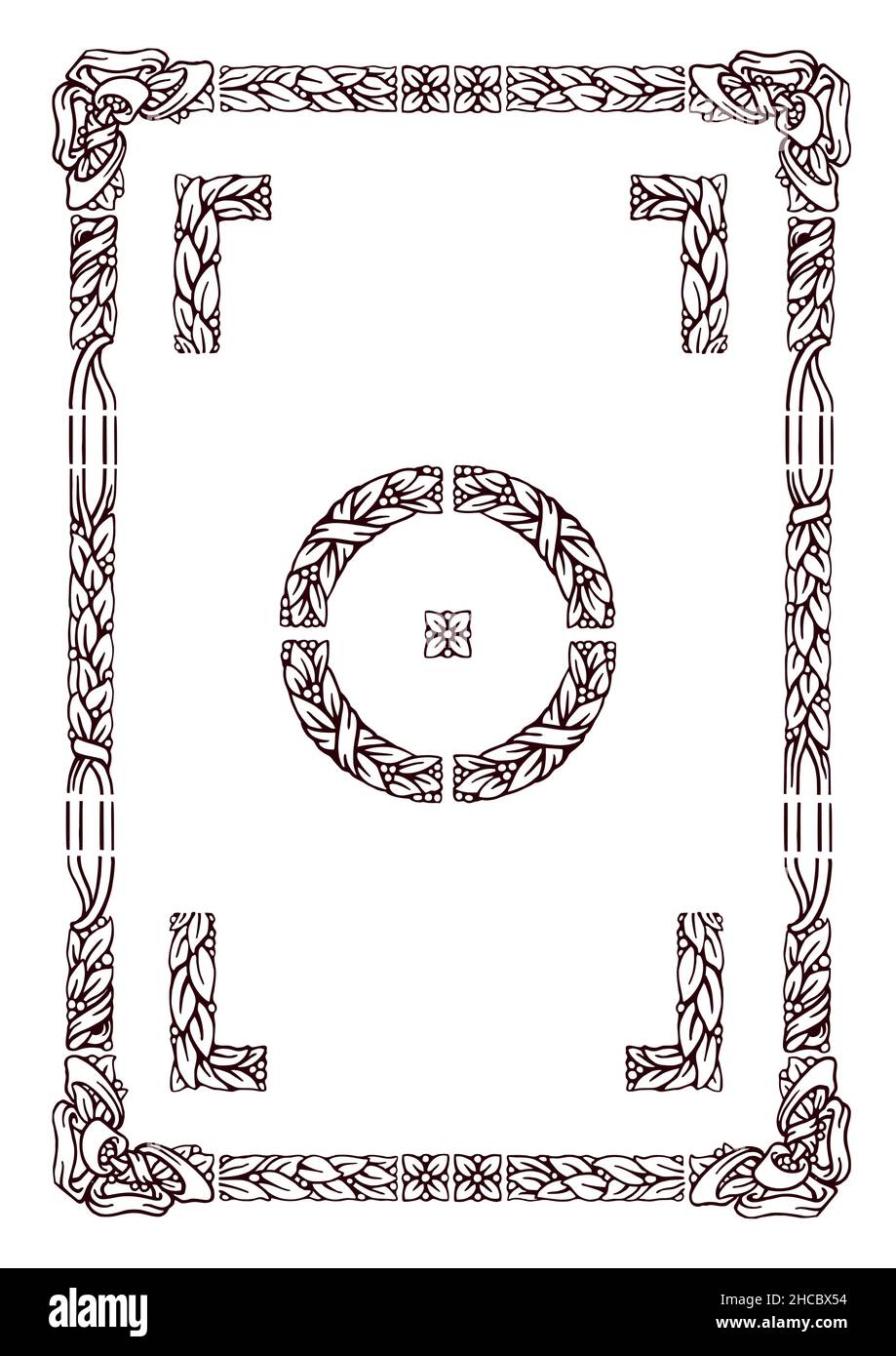 éléments de cadre à motif floral typographique ancien avec une solution de coin et de bordure alternative Illustration de Vecteur