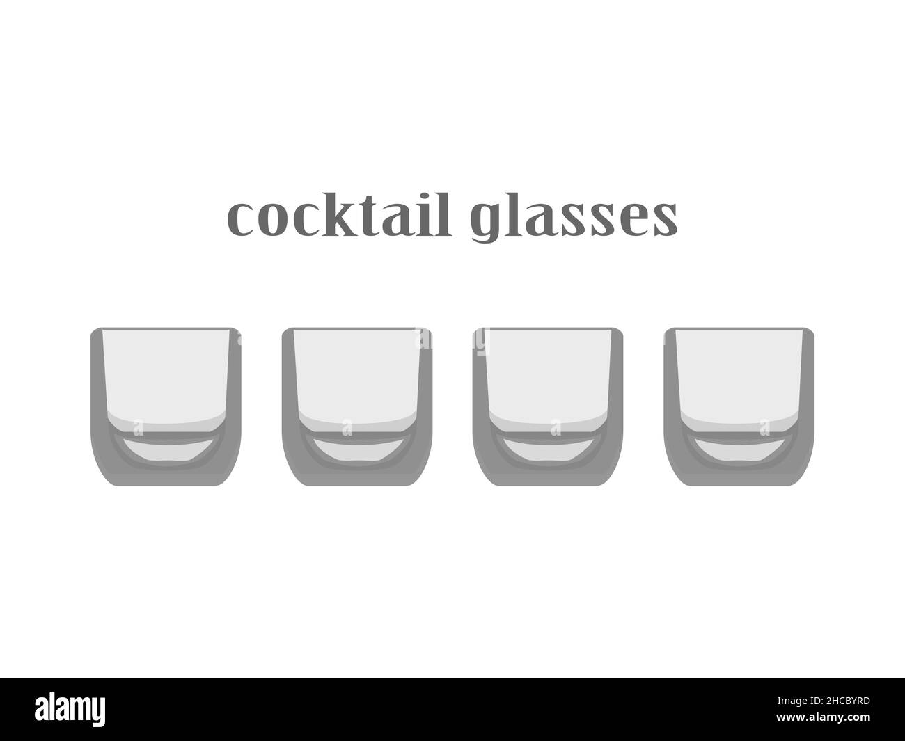 Collection de lunettes de cuisine à dessin animé.Verres à vin, flûtes, verres à cocktail.Buvez des ustensiles glassful icônes objets éléments isolés sur la ba blanche Illustration de Vecteur