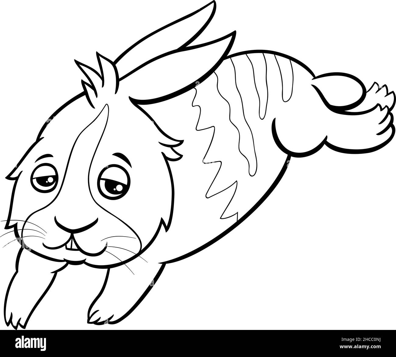 Dessin animé noir et blanc illustration de drôle Sleepy nain lapin bande dessinée animal caractère coloriage page livre Illustration de Vecteur