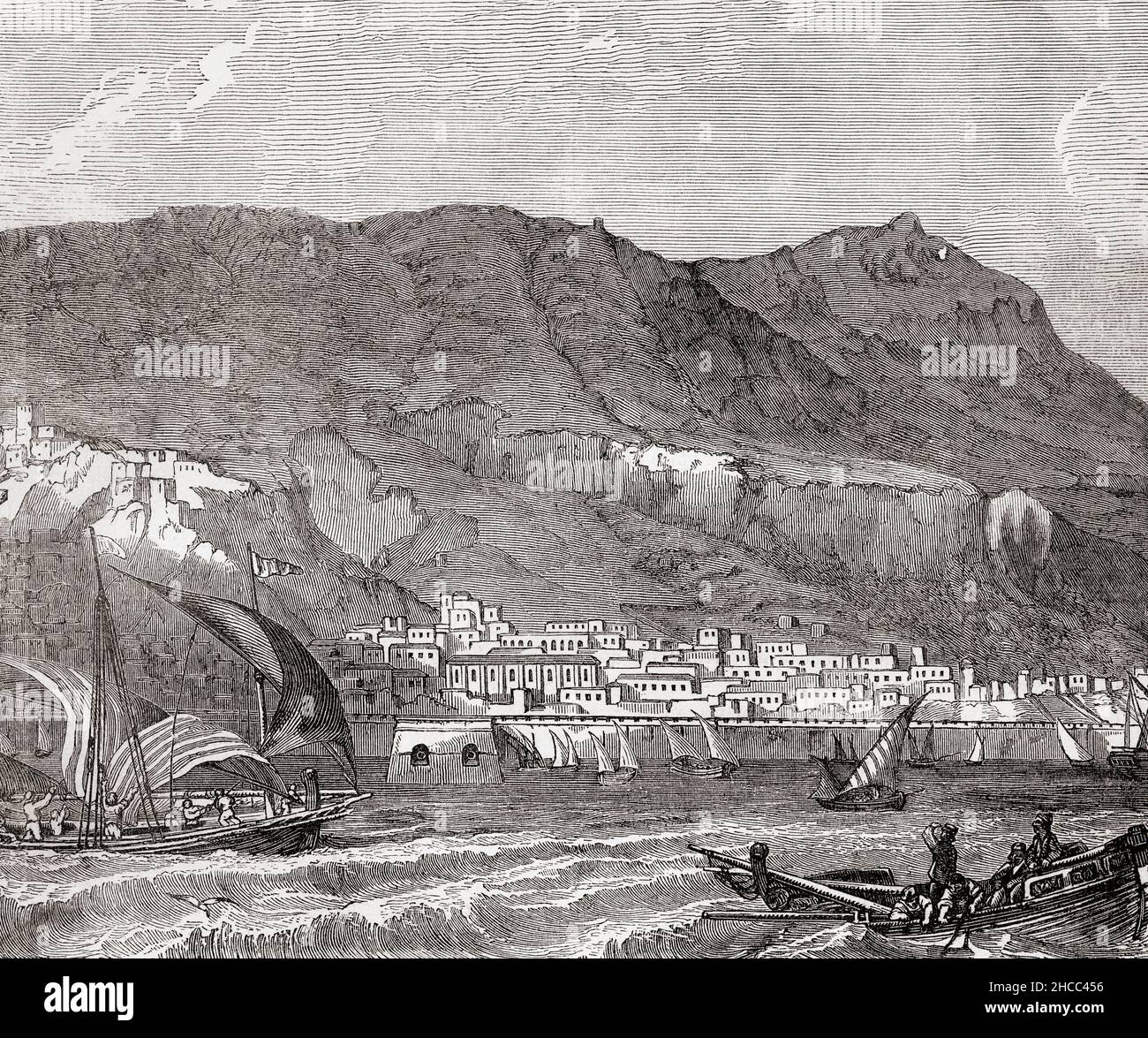 Gibraltar, vu ici au 18th siècle.De Cassell's Illustrated History of England, publié vers 1890. Banque D'Images