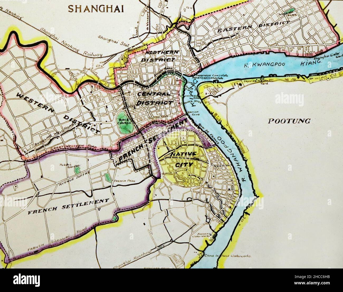 Carte de Shanghai, Chine, début 1900s Banque D'Images