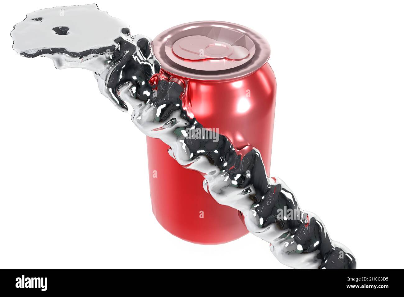 3D projection du jet de mercure toxique en acier inoxydable avec conteneur de canette en aluminium forcé Banque D'Images