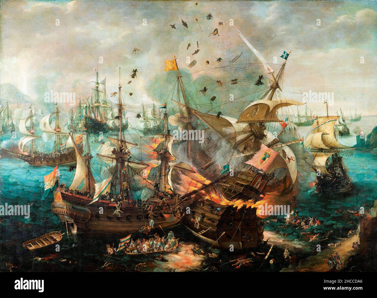 La bataille de Gibraltar, 1607 par Cornelis Claesz van Wieringen (c.1576-1633), huile sur toile, c.1621 Banque D'Images