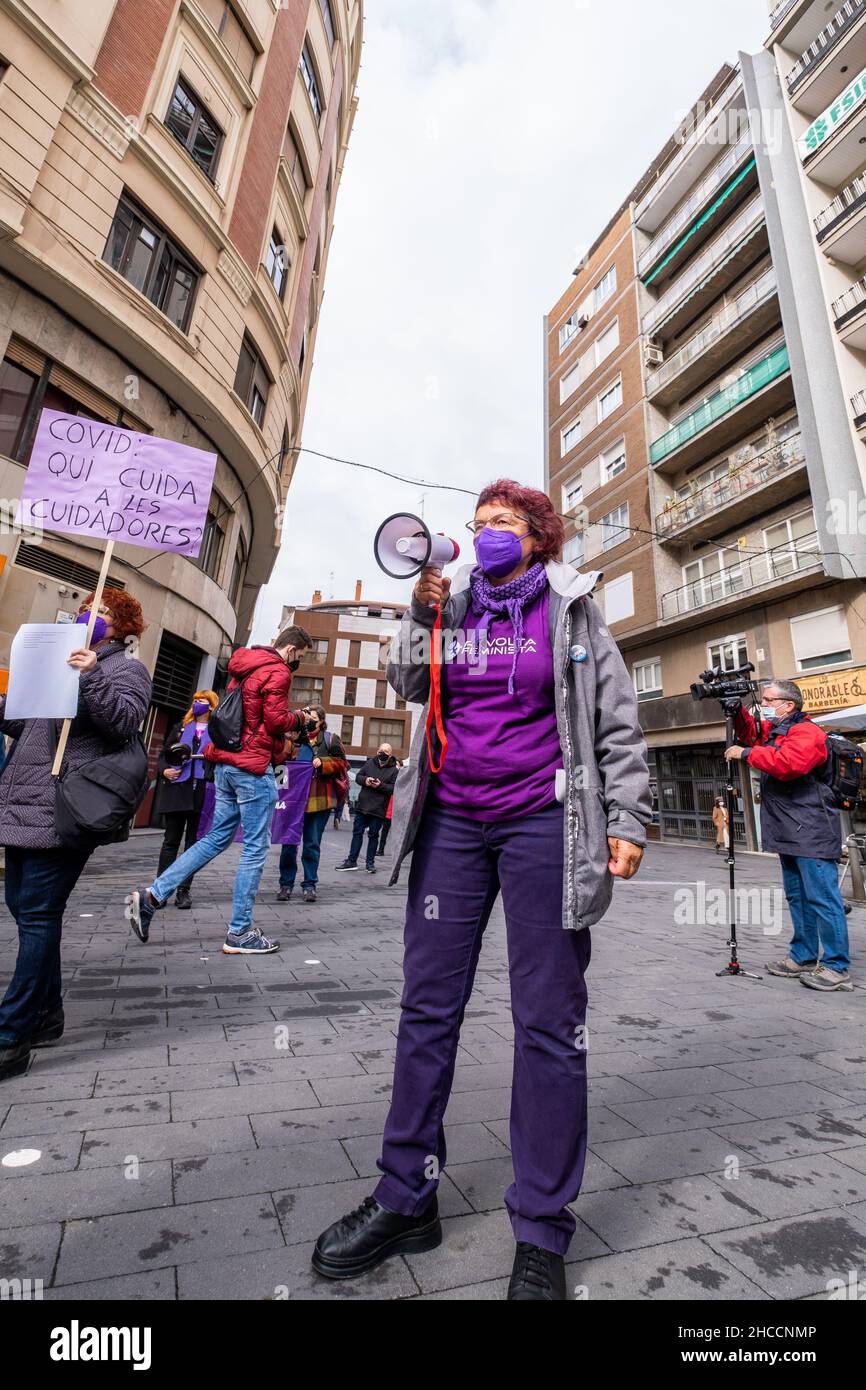 Valence, Espagne; 8th mars 2021: Rassemblements féministes pour célébrer la Journée de la femme le 8 mars 2021. Banque D'Images