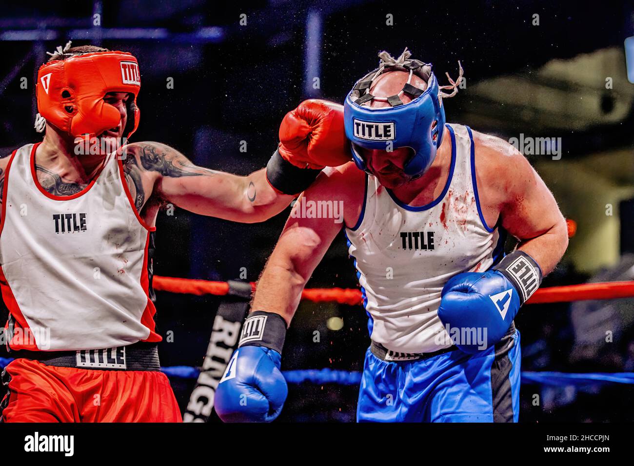 Match de boxe amateur à Omaha, Nebraska, États-Unis Banque D'Images