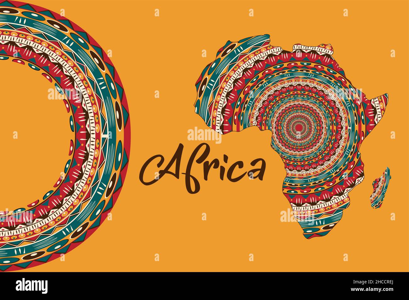 Carte à motifs pour l'Afrique.Bannière avec tribal traditionnelle grunge modèle africain, éléments, conception de concept.Vecteur isolé sur fond orange Illustration de Vecteur