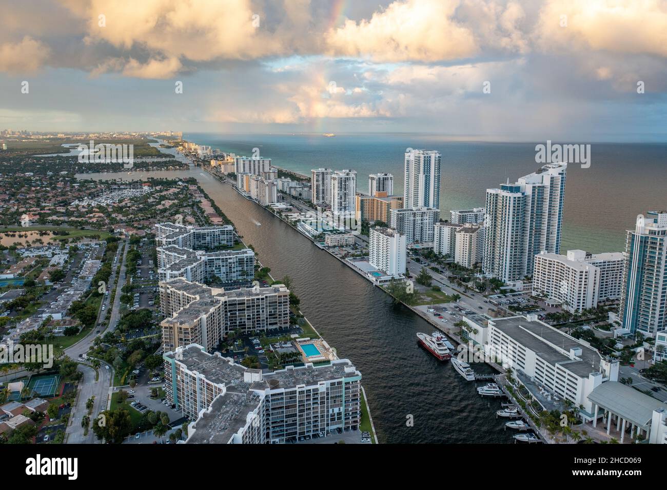 Hallandale et Miami Beach Florida après une tempête Banque D'Images