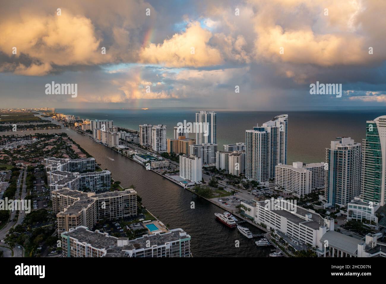 Hallandale et Miami Beach Florida après une tempête Banque D'Images