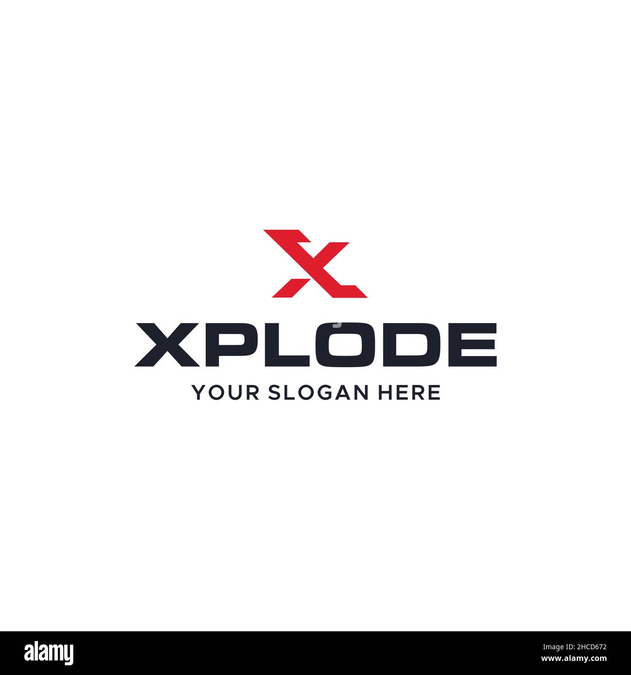 Flat initial X XPLODE bombe année logo de fumée Illustration de Vecteur