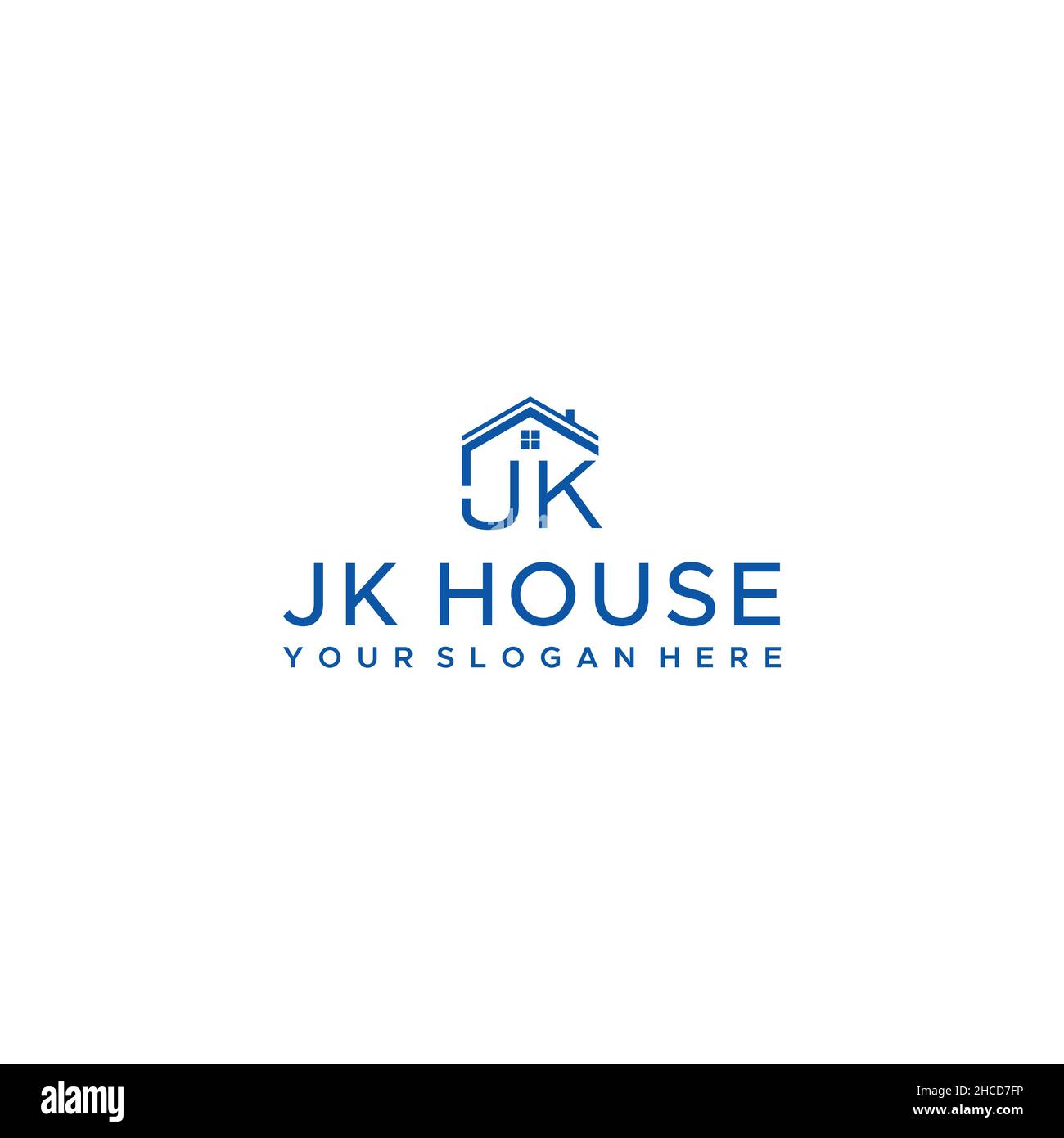 Plat initial JK maison JK maison construire logo design Illustration de Vecteur