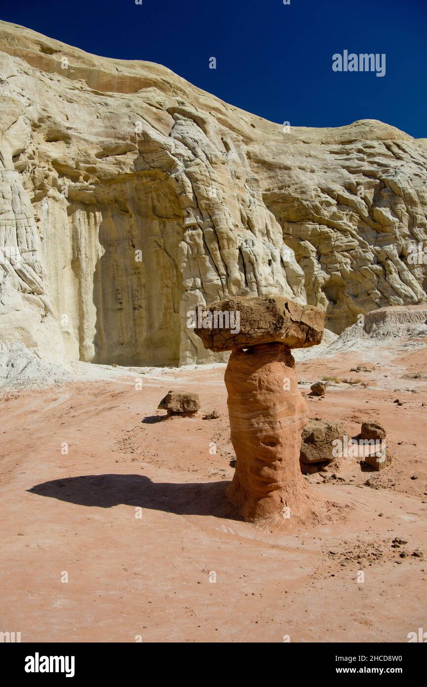 Sandstone Toadstool hoodoo, Grand Staircase - Escalante National Monument, Utah Banque D'Images