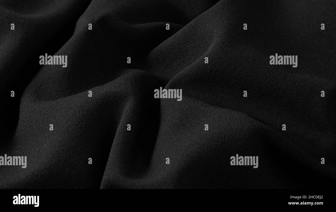 tissu noir élégant, tissu froissé comme arrière-plan. Banque D'Images