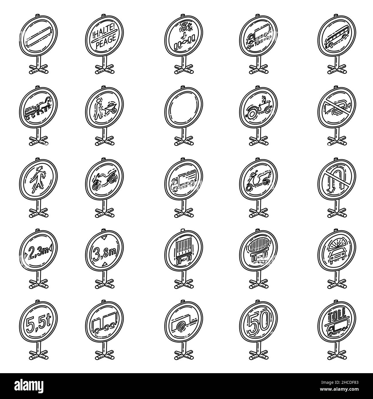 Panneaux de signalisation obligatoire et d'interdiction symbole de jeu dessiné à la main Illustration de Vecteur