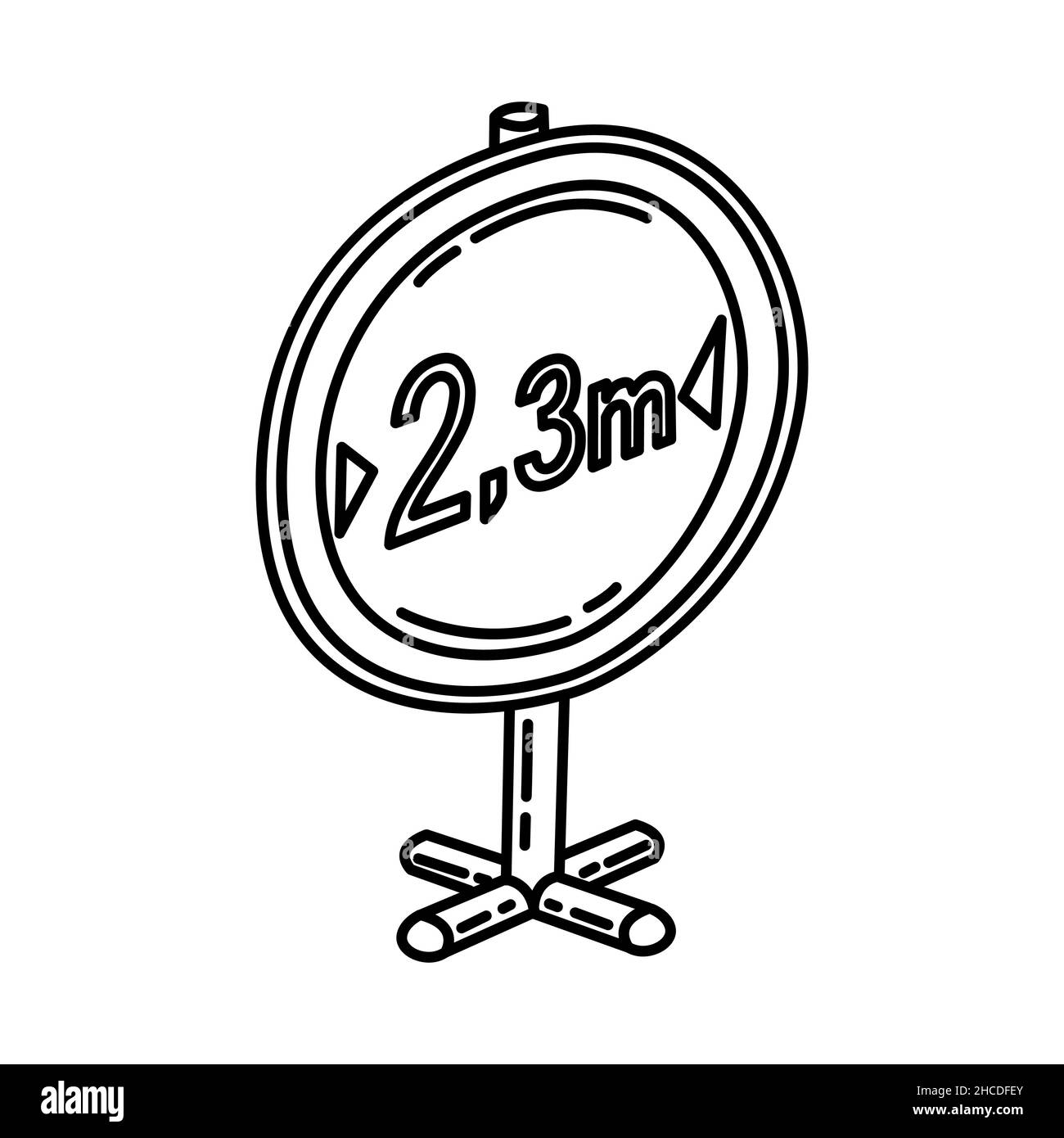 Aucun véhicule de plus de n'indique partie de la signalisation routière obligatoire et d'interdiction icône dessinée à la main définir le vecteur. Illustration de Vecteur