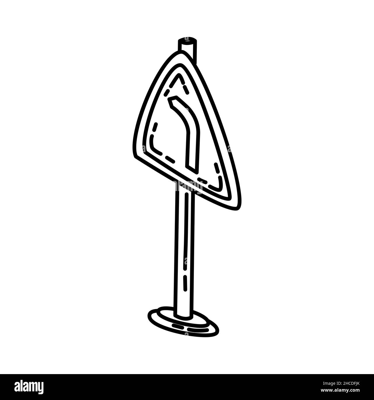 Plier vers la partie gauche des panneaux de signalisation icône dessinée à la main définir le vecteur. Illustration de Vecteur