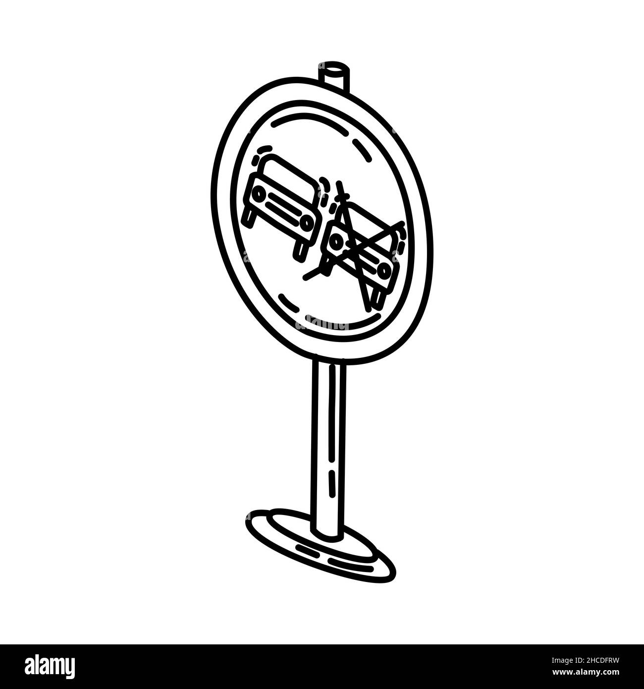 Pas de dépassement partie des panneaux de signalisation icône dessinée à la main définir le vecteur. Illustration de Vecteur