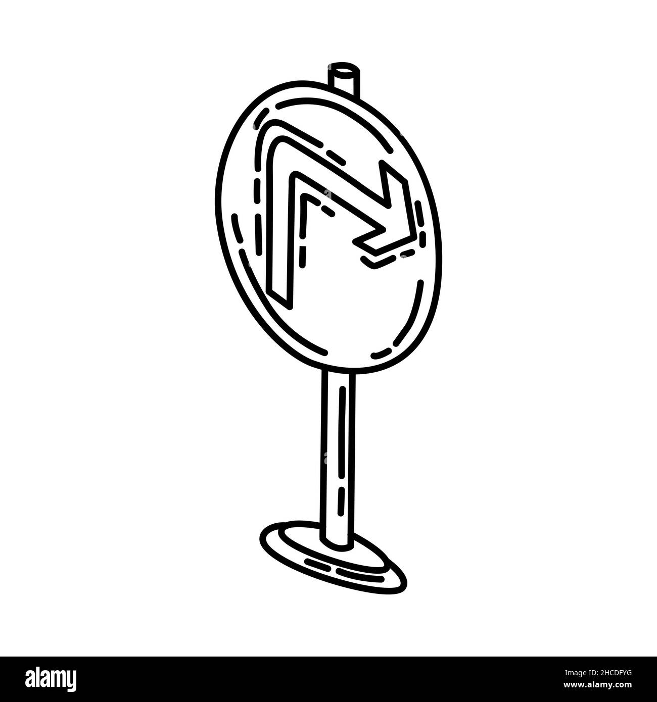 Tournez à droite en direction d'une partie des panneaux de signalisation, icône dessinée à la main Set Vector. Illustration de Vecteur