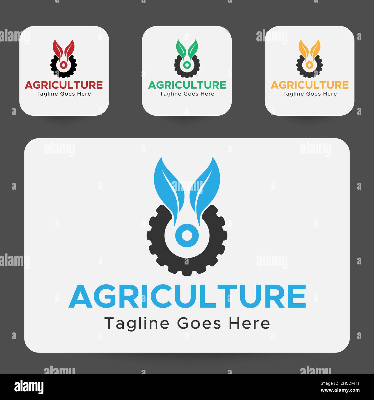 Logo Agriculture.Bleu, noir, vert et jaune.Logo abstrait minimaliste. Illustration de Vecteur