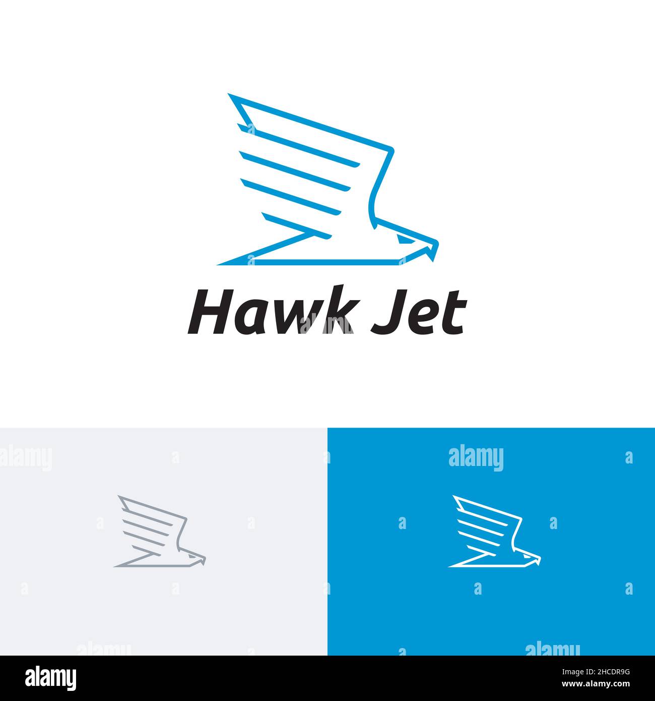 Modèle de logo Fast Hawk Jet Eagle Falcon Flying Bird monoline Illustration de Vecteur