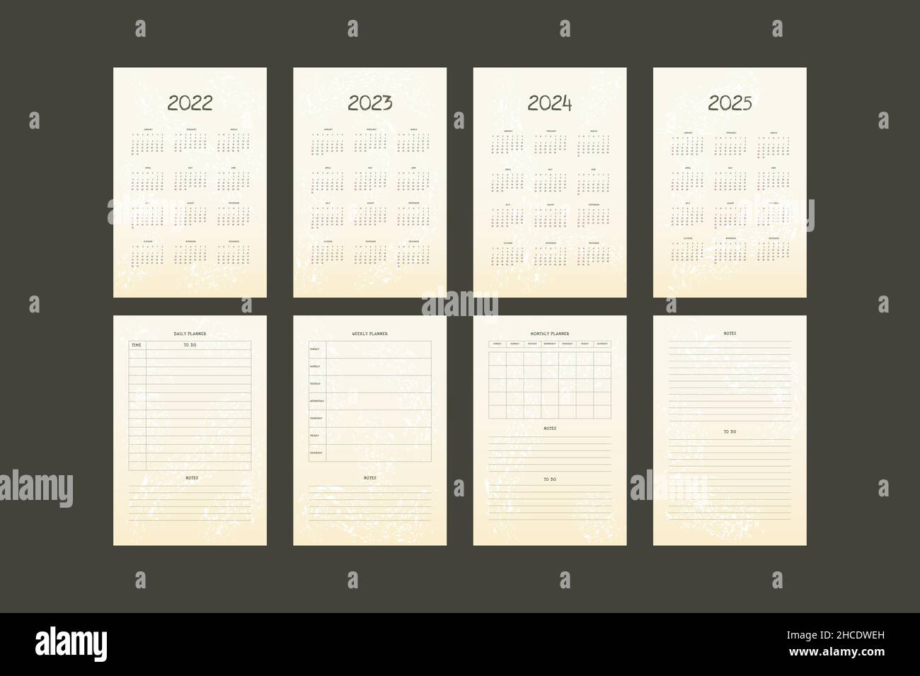 Calendrier Hebdomadaire 2023 2024 Calendrier 2022 2023 2024 2025 Et Calendrier Hebdomadaire Quotidien Mensuel  Personnel Agenda Modèle Amusant Ludique Style.la Semaine Commence Le  Dimanche Image Vectorielle Stock - Alamy